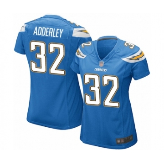 Women's Los Angeles Chargers 32 Nasir Adderley Game Electric Blue Alternate Football Jersey