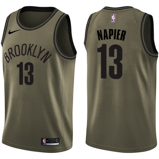 Men's Nike Brooklyn Nets 13 Shabazz Napier Swingman Green Salute to Service NBA Jersey