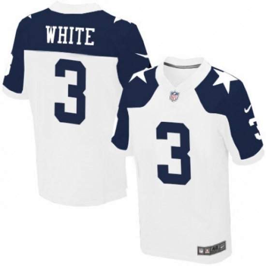Men's Nike Dallas Cowboys 3 Mike White Elite White Throwback Alternate NFL Jersey