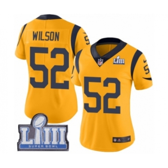 Women's Nike Los Angeles Rams 52 Ramik Wilson Limited Gold Rush Vapor Untouchable Super Bowl LIII Bound NFL Jersey