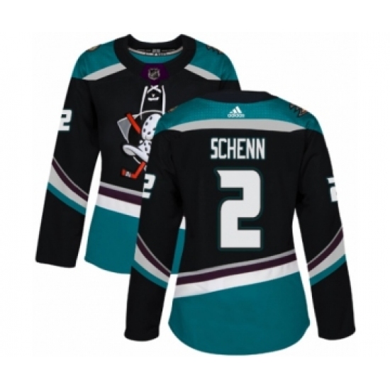 Women's Adidas Anaheim Ducks 2 Luke Schenn Premier Black Teal Alternate NHL Jersey
