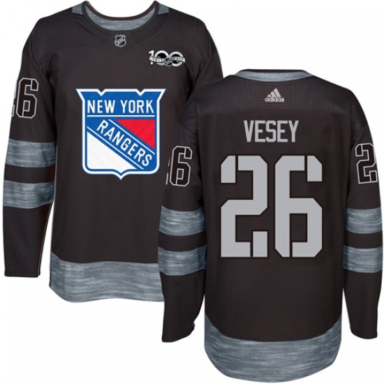 Men's Reebok New York Rangers 26 Jimmy Vesey Premier Black 1917-2017 100th Anniversary NHL Jersey