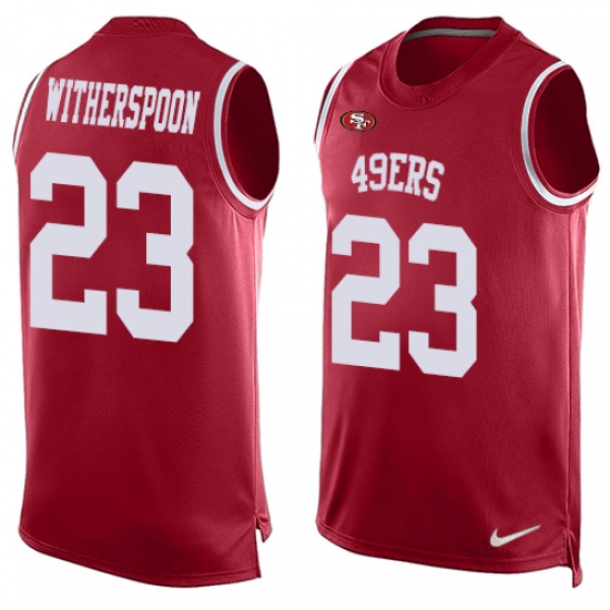 Men's Nike San Francisco 49ers 23 Ahkello Witherspoon Limited Red Player Name & Number Tank Top NFL Jersey