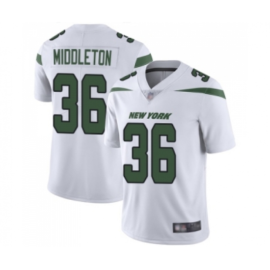 Men's New York Jets 36 Doug Middleton White Vapor Untouchable Limited Player Football Jersey