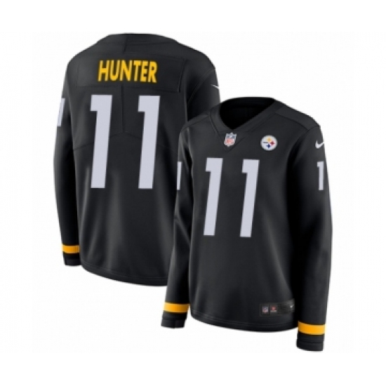 Women's Nike Pittsburgh Steelers 11 Justin Hunter Limited Black Therma Long Sleeve NFL Jersey