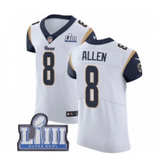Men's Nike Los Angeles Rams 8 Brandon Allen White Vapor Untouchable Elite Player Super Bowl LIII Bound NFL Jersey
