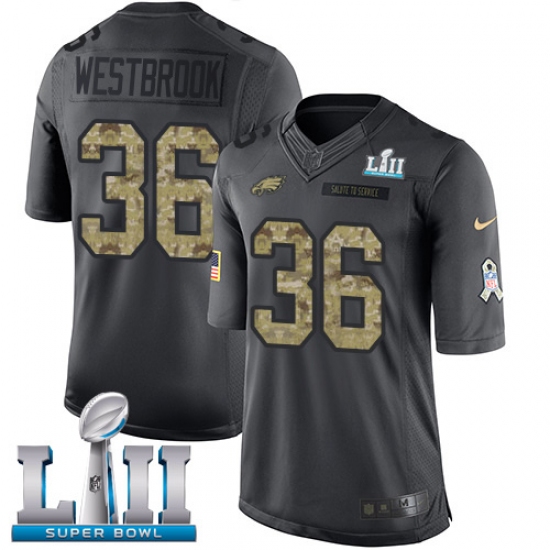Men's Nike Philadelphia Eagles 36 Brian Westbrook Limited Black 2016 Salute to Service Super Bowl LII NFL Jersey