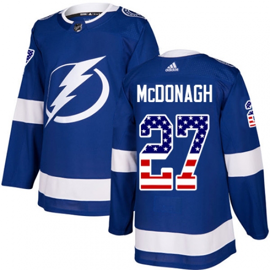 Men's Adidas Tampa Bay Lightning 27 Ryan McDonagh Authentic Blue USA Flag Fashion NHL Jersey