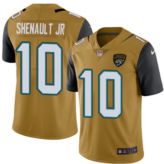 Men's Jacksonville Jaguars 10 Laviska Shenault Jr. Gold Stitched Limited Rush Jersey