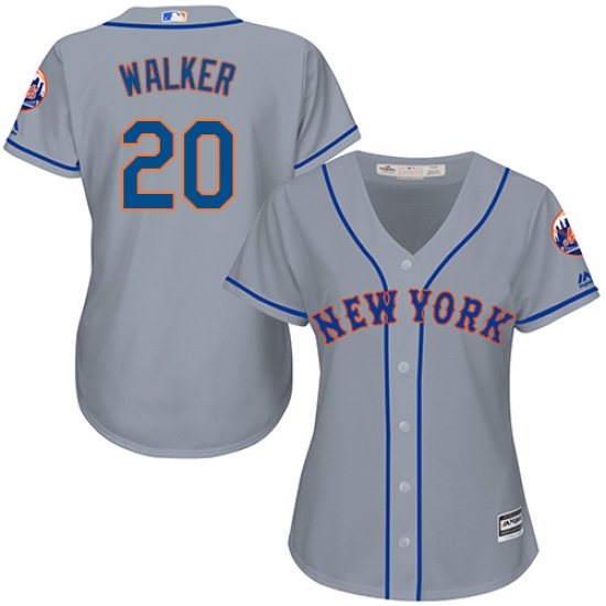 Women's Majestic New York Mets 20 Neil Walker Replica Grey Road Cool Base MLB Jersey
