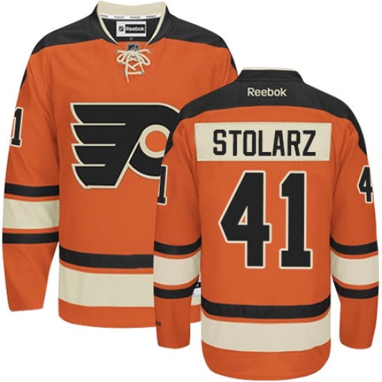 Men's Reebok Philadelphia Flyers 41 Anthony Stolarz Authentic Orange New Third NHL Jersey