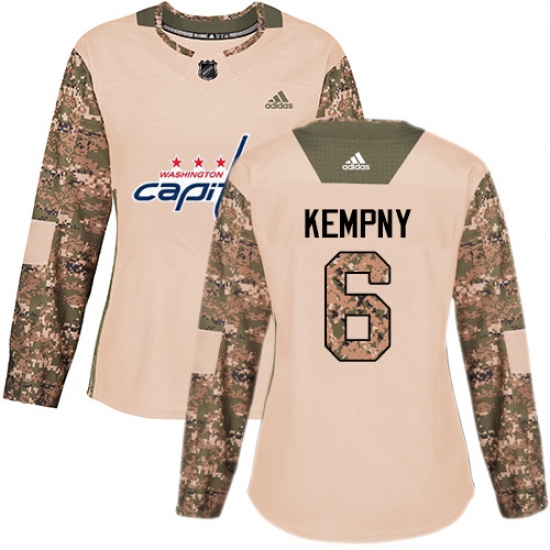 Women's Adidas Washington Capitals 6 Michal Kempny Authentic Camo Veterans Day Practice NHL Jersey