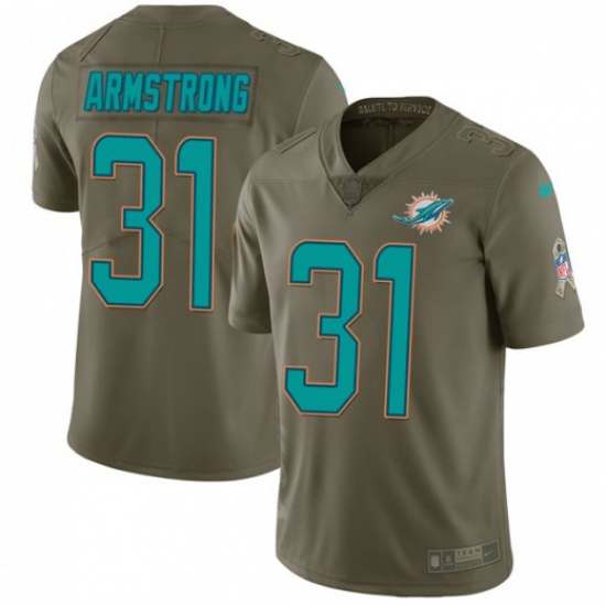 Youth Nike Miami Dolphins 31 Cornell Armstrong Olive Stitched NFL Limited 2017 Salute to Service Jersey