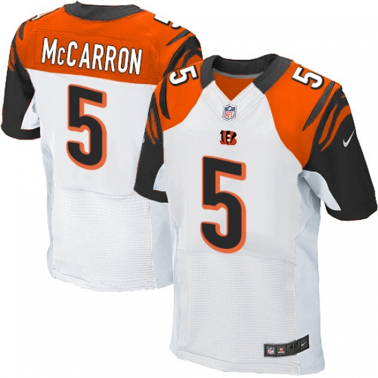 Men's Nike Cincinnati Bengals 5 AJ McCarron Elite White NFL Jersey