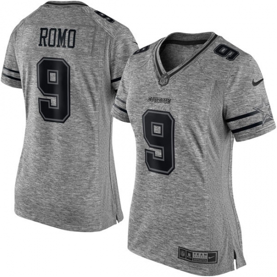 Women's Nike Dallas Cowboys 9 Tony Romo Limited Gray Gridiron NFL Jersey