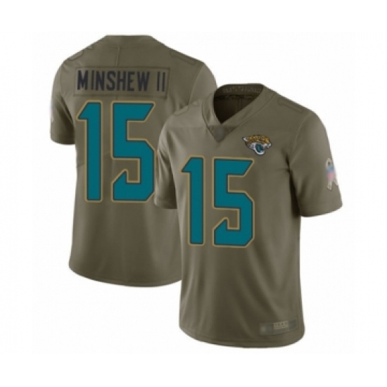 Youth Jacksonville Jaguars 15 Gardner Minshew II Limited Olive 2017 Salute to Service Football Jersey