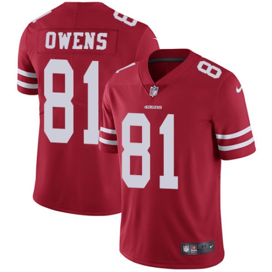 Men's Nike San Francisco 49ers 81 Terrell Owens Red Team Color Vapor Untouchable Limited Player NFL Jersey