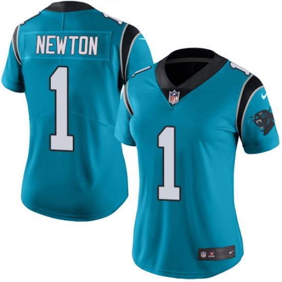 Women's Nike Carolina Panthers 1 Cam Newton Blue Alternate Vapor Untouchable Limited Player NFL Jersey