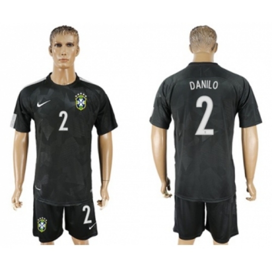 Brazil 2 Danilo Black Soccer Country Jersey