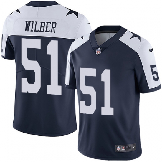 Men's Nike Dallas Cowboys 51 Kyle Wilber Navy Blue Throwback Alternate Vapor Untouchable Limited Player NFL Jersey