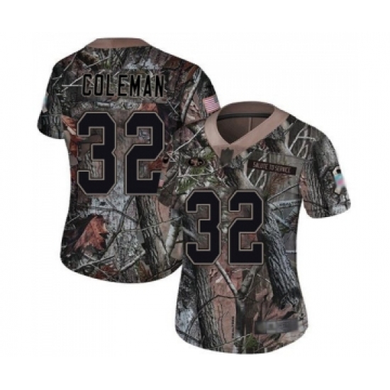 Women's San Francisco 49ers 32 Tevin Coleman Limited Camo Rush Realtree Football Jersey