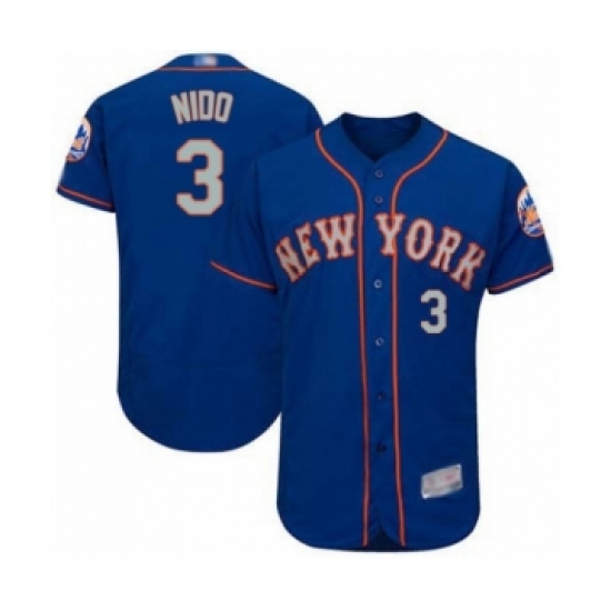 Men's New York Mets 3 Tomas Nido Royal Gray Alternate Flex Base Authentic Collection Baseball Player Jersey