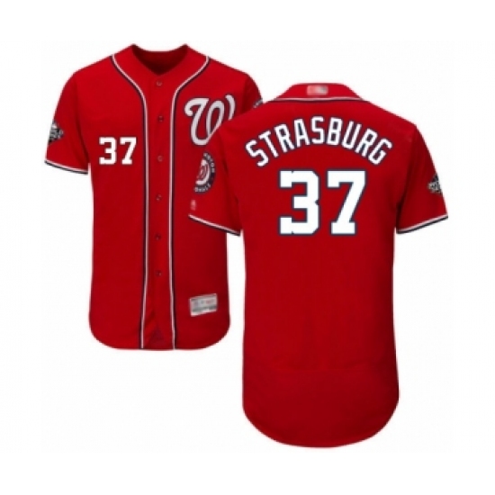 Men's Washington Nationals 37 Stephen Strasburg Red Alternate Flex Base Authentic Collection 2019 World Series Bound Baseball Jersey