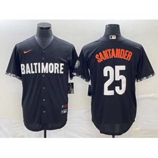 Men's Baltimore Orioles 25 Anthony Santander Black 2023 City Connect Cool Base Stitched Jersey