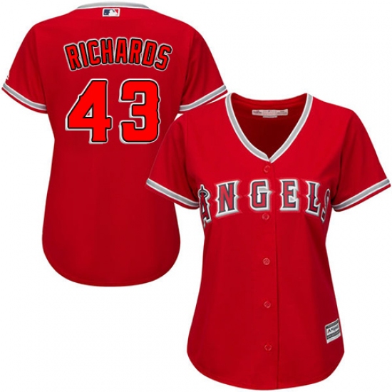 Women's Majestic Los Angeles Angels of Anaheim 43 Garrett Richards Replica Red Alternate MLB Jersey