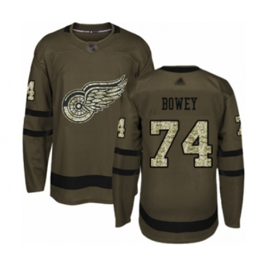 Youth Detroit Red Wings 74 Madison Bowey Authentic Green Salute to Service Hockey Jersey