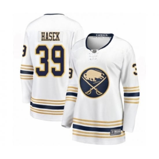 Women's Buffalo Sabres 39 Dominik Hasek Fanatics Branded White 50th Season Breakaway Hockey Jersey