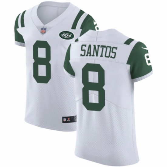 Men's Nike New York Jets 8 Cairo Santos White Vapor Untouchable Elite Player NFL Jersey