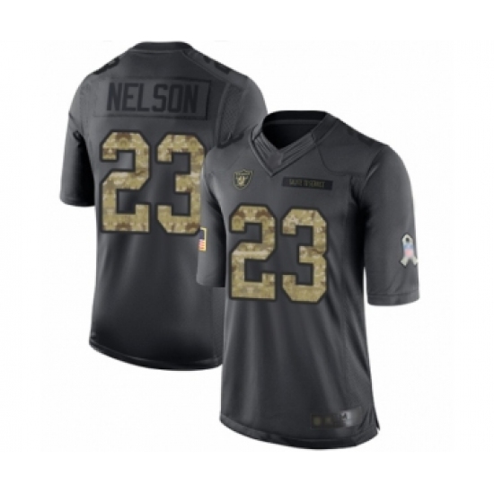 Men's Oakland Raiders 23 Nick Nelson Limited Black 2016 Salute to Service Football Jersey