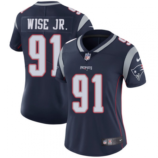 Women's Nike New England Patriots 91 Deatrich Wise Jr Navy Blue Team Color Vapor Untouchable Limited Player NFL Jersey
