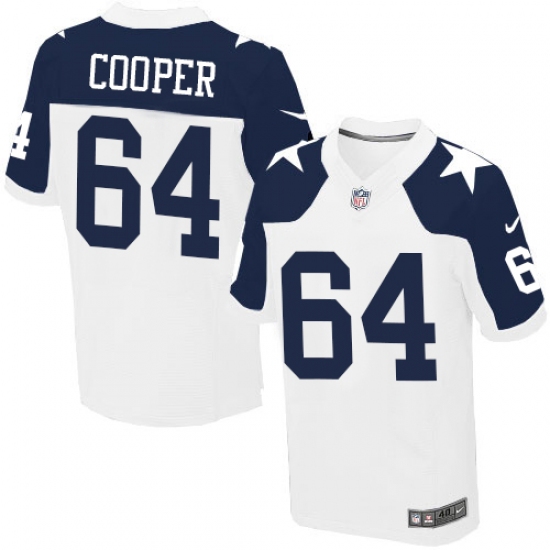 Men's Nike Dallas Cowboys 64 Jonathan Cooper Elite White Throwback Alternate NFL Jersey