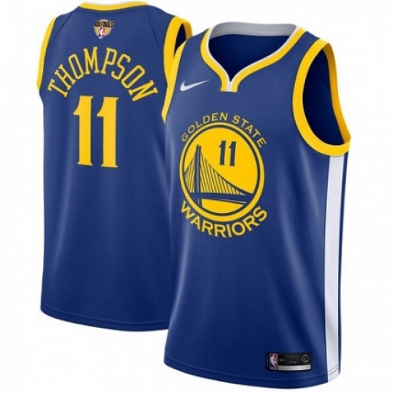 Youth Nike Golden State Warriors 11 Klay Thompson Swingman Royal Blue Road 2018 NBA Finals Bound NBA Jersey - Icon Edition