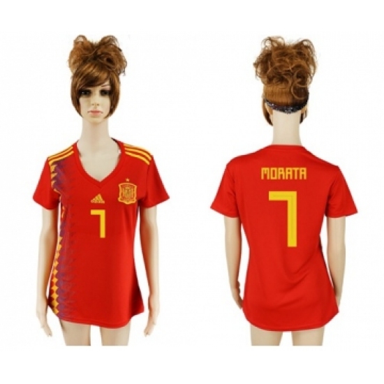 Women's Spain 7 Morata Red Home Soccer Country Jersey