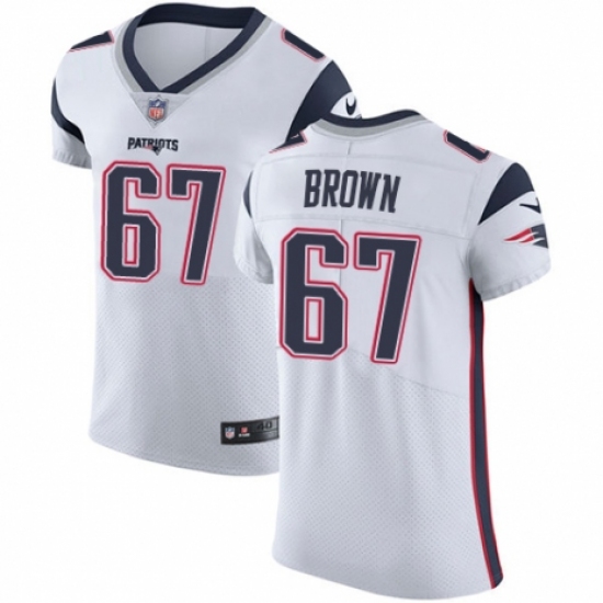 Men's Nike New England Patriots 67 Trent Brown White Vapor Untouchable Elite Player NFL Jersey