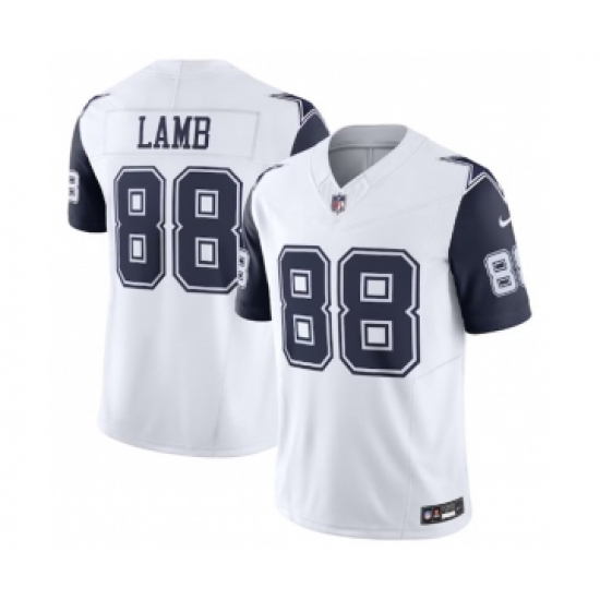 Men's Nike Dallas Cowboys 88 CeeDee Lamb Thanksgiving White 2023 F.U.S.E. Vapor Limited Stitched Football Jersey