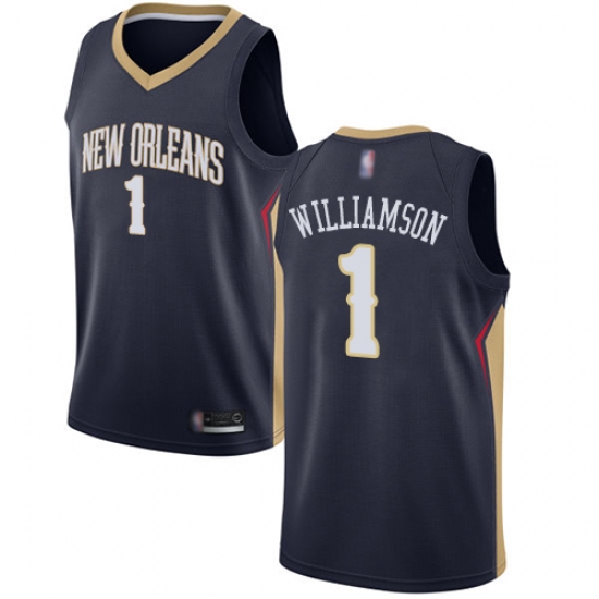Women's Nike New Orleans Pelicans 1 Zion Williamson Navy NBA Swingman Icon Edition Jersey