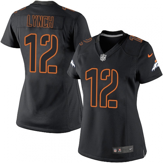 Women's Nike Denver Broncos 12 Paxton Lynch Limited Black Impact NFL Jersey