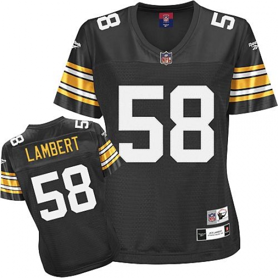 Reebok Pittsburgh Steelers 58 Jack Lambert Black Women's Throwback Team Color Replica NFL Jersey