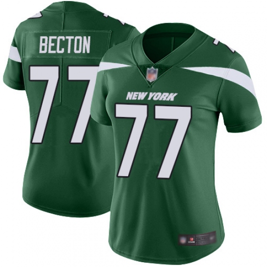 Women's New York Jets 77 Mekhi Becton Green Team Color Stitched Vapor Untouchable Limited Jersey