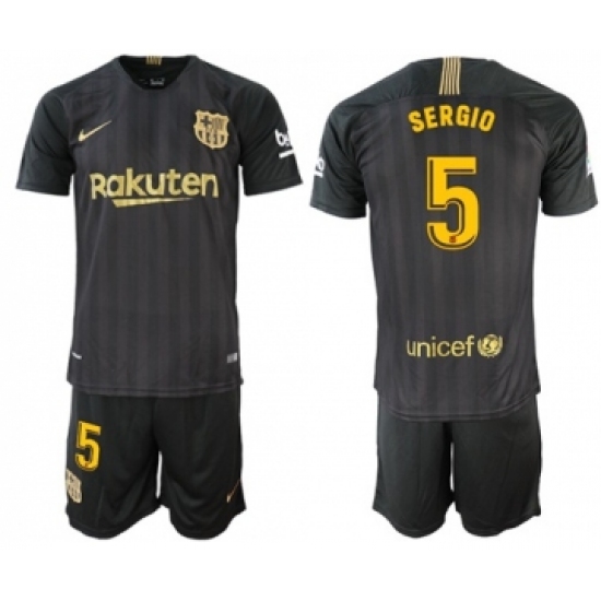 Barcelona 5 Sergio Black Soccer Club Jersey