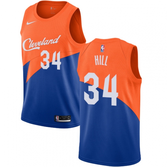 Men's Nike Cleveland Cavaliers 34 Tyrone Hill Swingman Blue NBA Jersey - City Edition