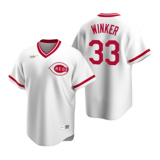 Men's Nike Cincinnati Reds 33 Jesse Winker White Cooperstown Collection Home Stitched Baseball Jersey
