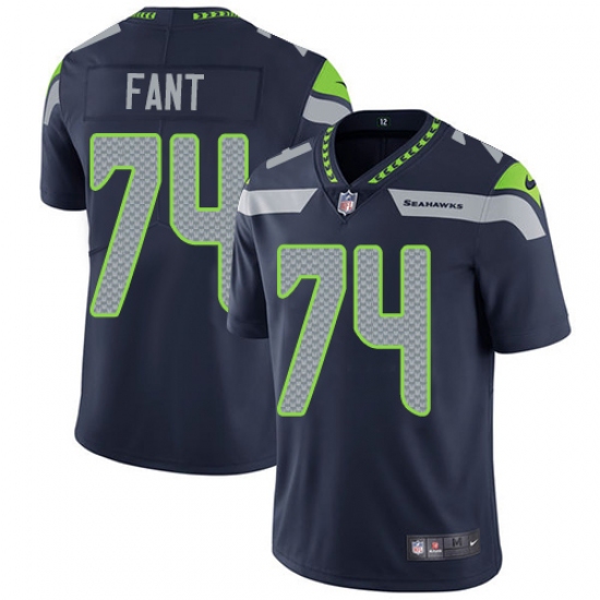 Youth Nike Seattle Seahawks 74 George Fant Steel Blue Team Color Vapor Untouchable Limited Player NFL Jersey