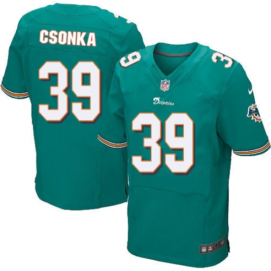 Men's Nike Miami Dolphins 39 Larry Csonka Elite Aqua Green Team Color NFL Jersey