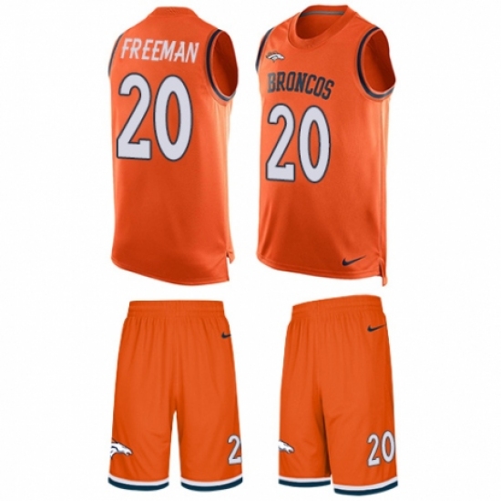 Men's Nike Denver Broncos 20 Royce Freeman Limited Orange Tank Top Suit NFL Jersey