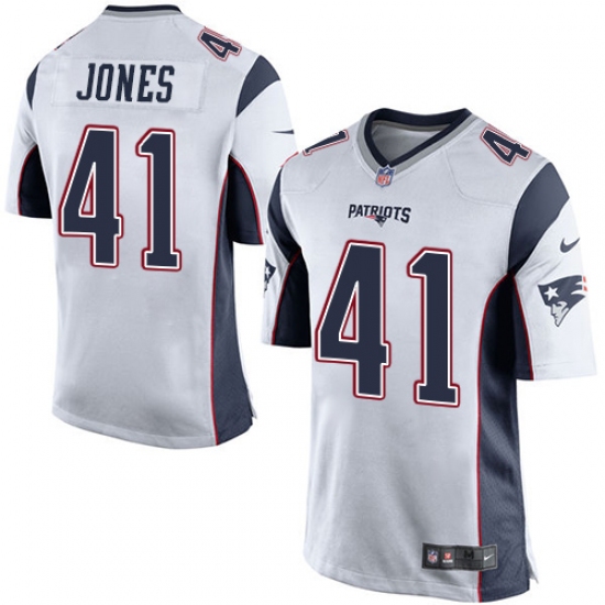 Men's Nike New England Patriots 41 Cyrus Jones Game White NFL Jersey